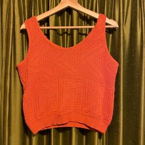 Orange Knit Sleeveless Top
